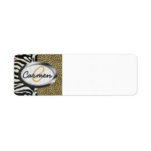 Safari Leopard and Zebra Print Monogram Label