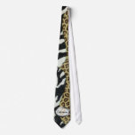Safari Leopard and Zebra Print Monogram Neck Tie