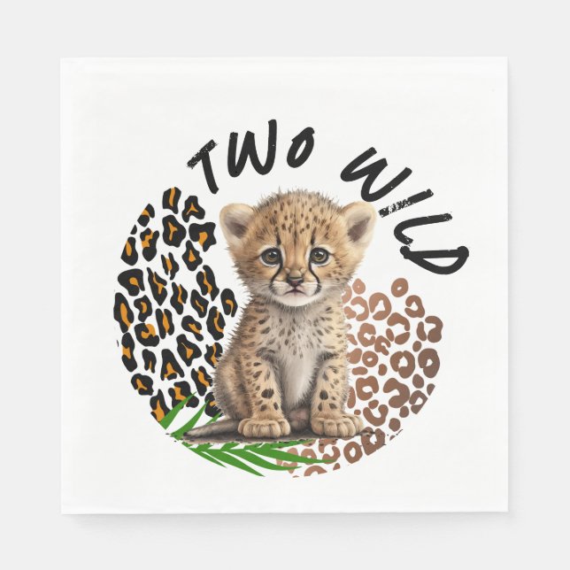 Safari Leopard Birthday Wild One Two Wild Party Napkins (Front)