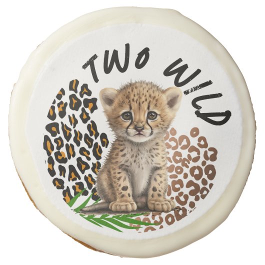 Safari Leopard Birthday Wild One Two Wild Party Sugar Cookie (Front)