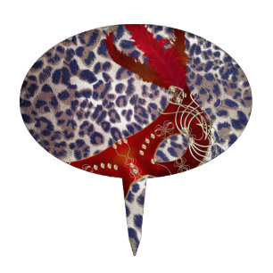 Safari Leopard Print Venice masquerade Mask Cake Topper