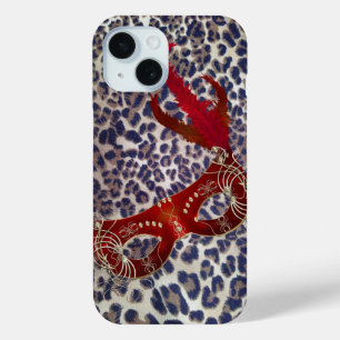 Safari Leopard Print Venice masquerade Mask iPhone 15 Case