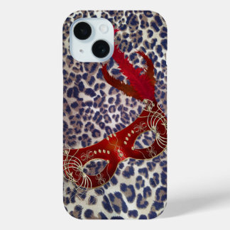 Safari Leopard Print Venice masquerade Mask iPhone 15 Case