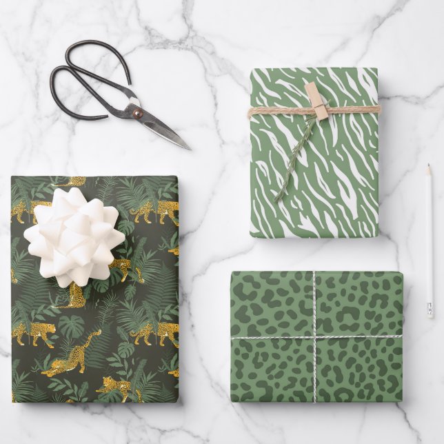 Safari Leopard Print Wrapping Paper Sheets (Front)