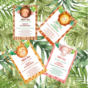 Safari leopard wild one birthday invitation