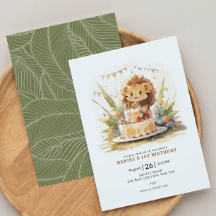 Safari Lion 1st Birthday Invitation