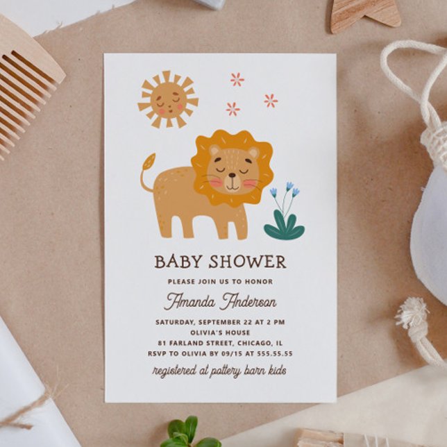 Safari Lion Baby Boy Shower | Cute Jungle Animal Invitation (Creator Uploaded)