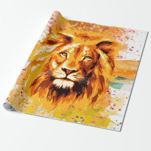 Safari Lion   Colorful Lion Wrapping Paper