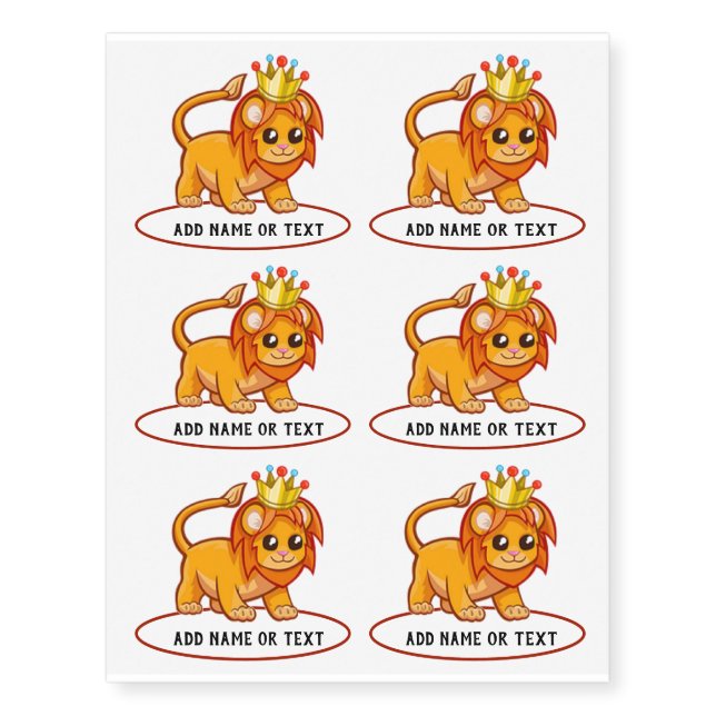 Safari Lion Jungle King Birthday Party Tattoos (Front)