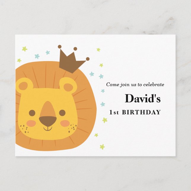 safari lion  jungle lion, animal illustration invitation postcard (Front)
