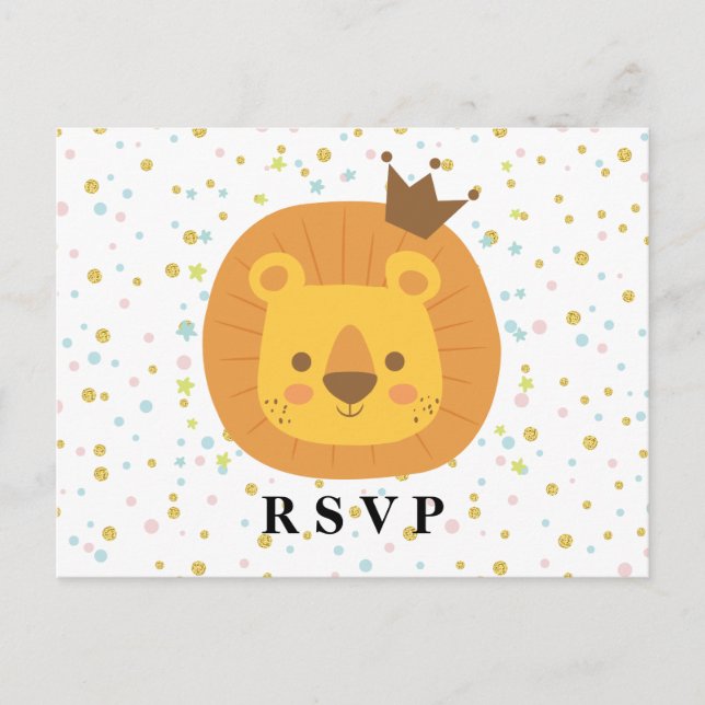 safari lion  jungle lion, animal illustration invitation postcard (Front)