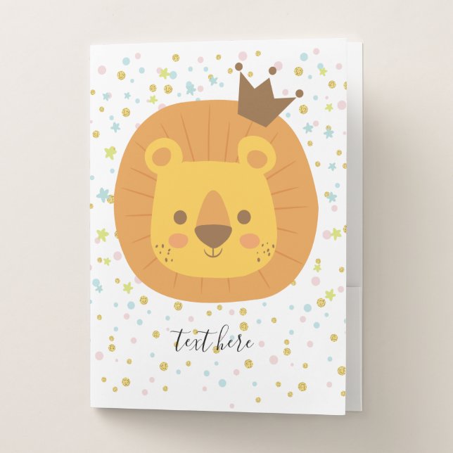 safari lion  jungle lion, animal illustration pocket folder (Front)