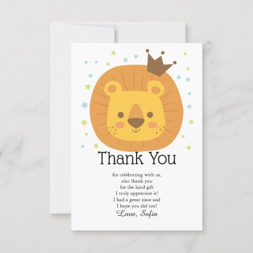 safari lion  jungle lion animal illustration thank you card