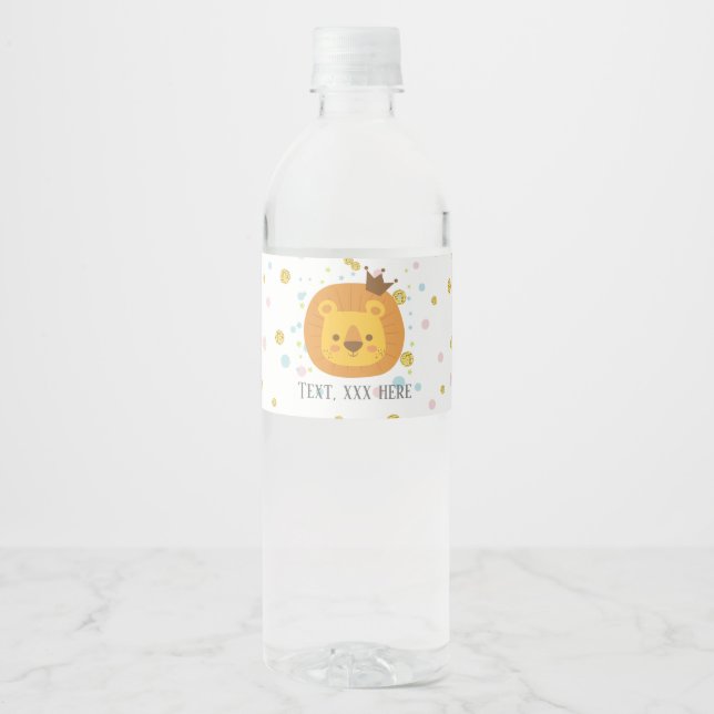 safari lion  jungle lion, animal illustration water bottle label (Front)