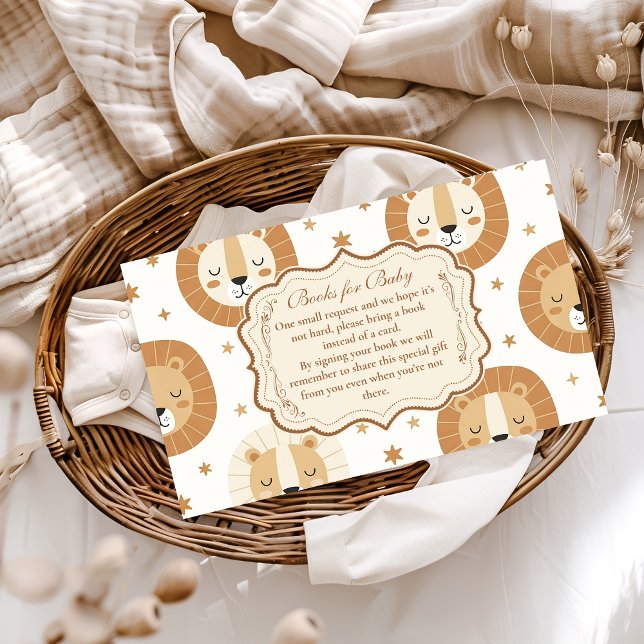 Safari Lion Neutral Baby Shower Books for Baby  Enclosure Card (Creator Uploaded)