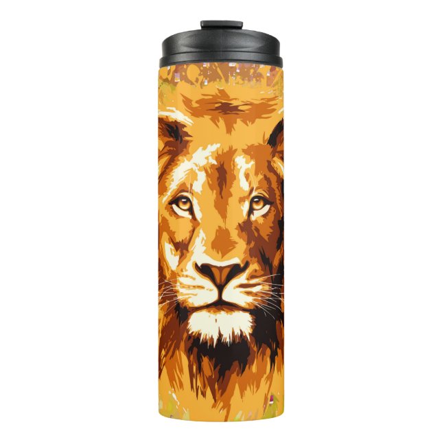 Safari Lion Travel Mug | Colorful Lion Tumbler (Front)