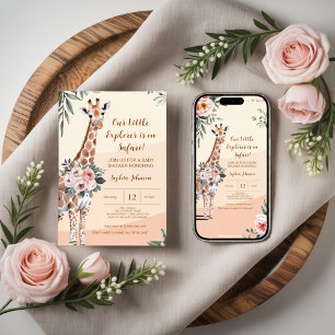 Safari Little Explorer Giraffe Baby Shower Invitation