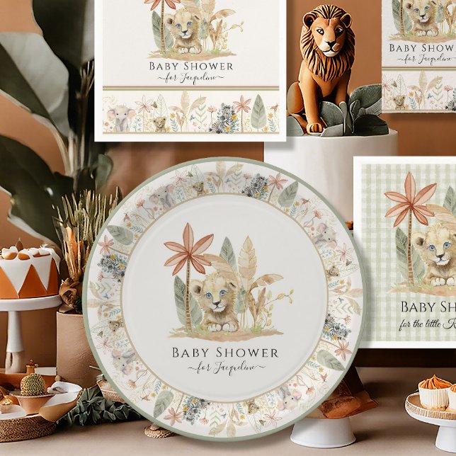 Safari Little King Lion Zebra Giraffe Baby Shower Paper Plates (Creator Uploaded)