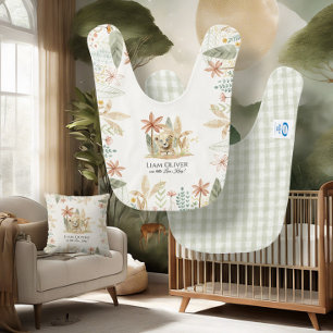 Safari Little Lion Jungle King Plaid Baby Nursery Bib