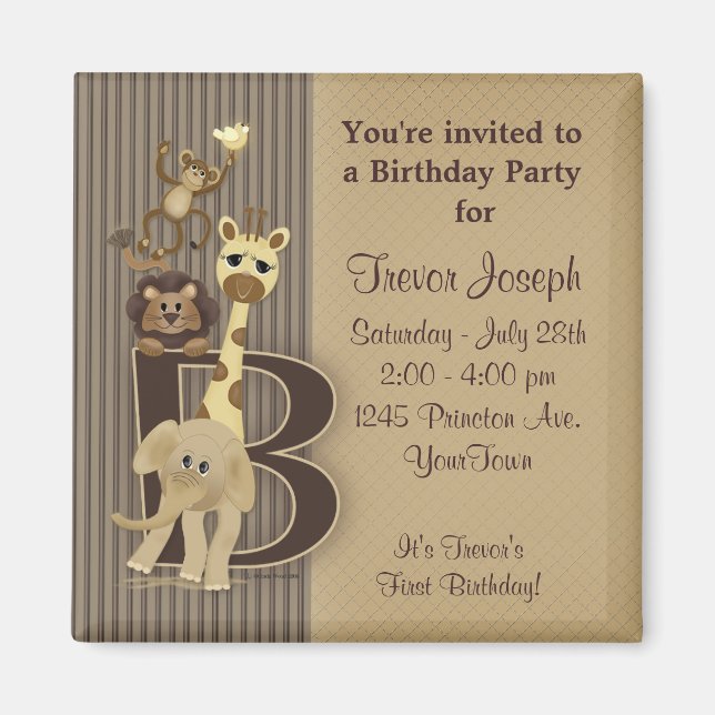 Safari Magnet Birthday Favor (Front)