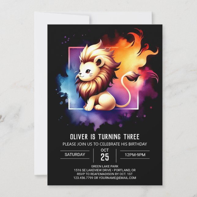 Safari Minimalist Lion Birthday Invitation (Front)