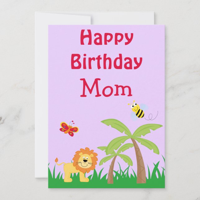 Safari Mom's Birthday Lavender Holiday Card (Front)