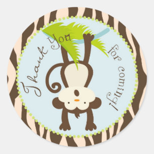Safari Monkey Animal Print Baby Shower Classic Round Sticker
