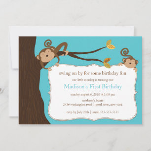 Safari Monkey Birthday Invitation