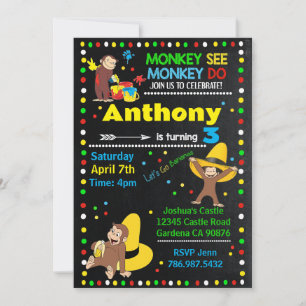 Safari Monkey Birthday invitation