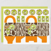 Safari Monkey & Pacifier Animal Print Box Template (Front/Back)