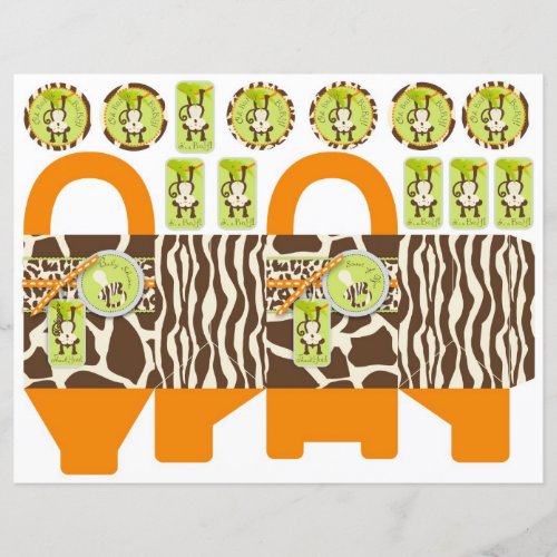Safari Monkey  Pacifier Animal Print Box Template