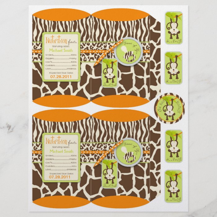 Safari Monkey & Pacifier Animal Print Box Template Personalized Flyer