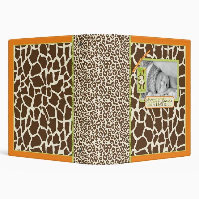 Safari Monkey & Pacifier Animal Print Memory Book Binder (Background)