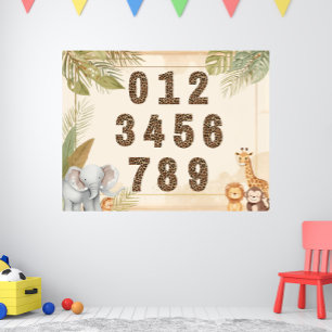 Safari Numbers Nursery Boho Jungle Animals Poster