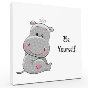 Safari Nursery Baby Shower Canvas Gift Hippo