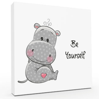 Safari Nursery Baby Shower Canvas Gift Hippo