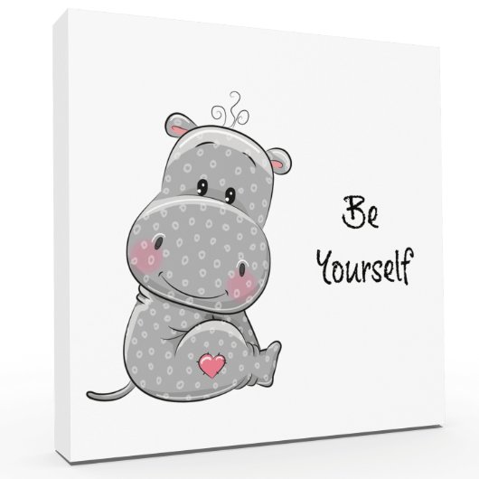 Safari Nursery Baby Shower Canvas Gift Hippo (Front)
