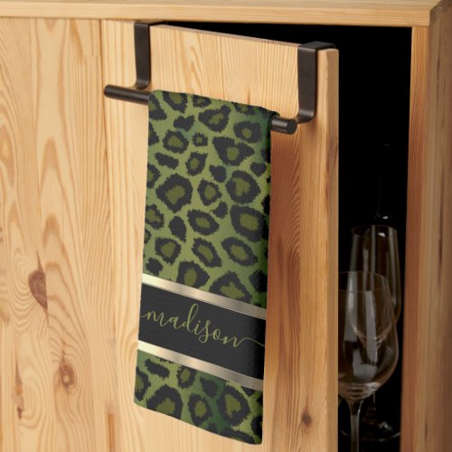 Safari Olive Green Leopard _ Customize Kitchen Towel