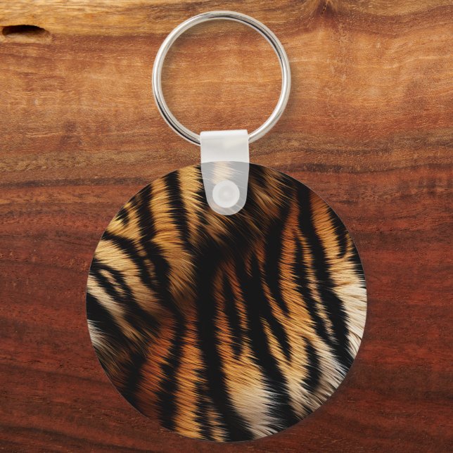Safari Orange Black Tiger Keychain (Front)