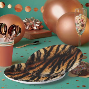 Safari Orange Black Tiger Paper Plates