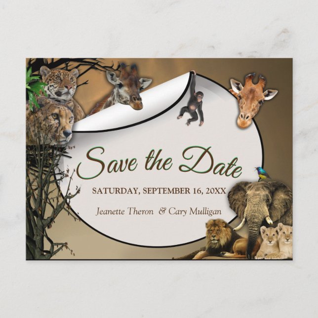 Safari Outdoor Save the Date Announcement Postcard (Front)