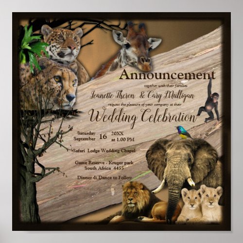 Safari Outdoor Wedding Announcement Poster