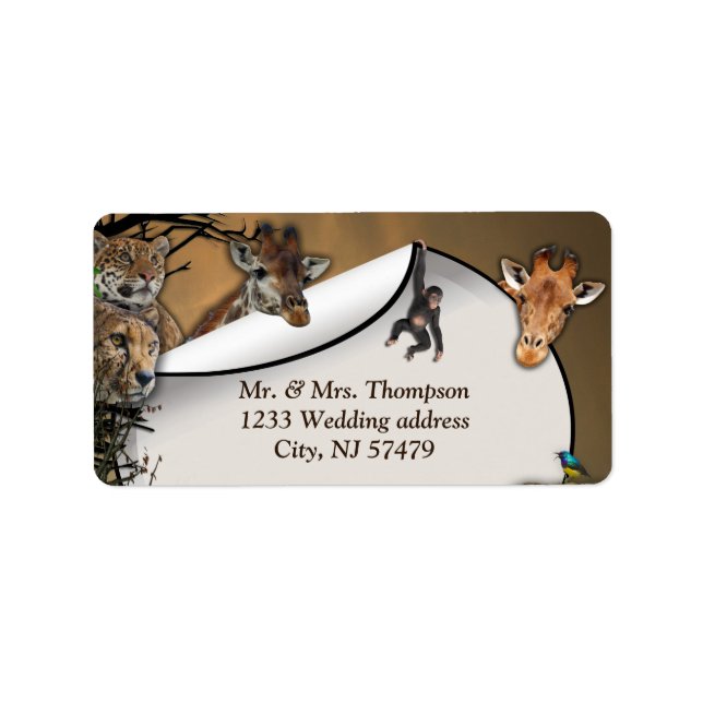 Safari Outdoor wedding Labels (Front)