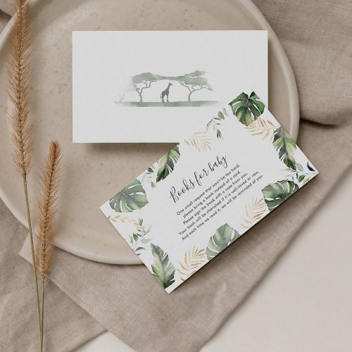Safari Palm Leaves Baby Shower Books Request Enclosure Card