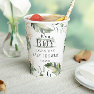 Safari Palm Leaves Botanical Baby Shower Paper Cups