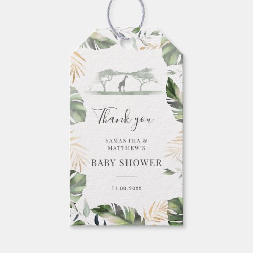 Safari Palm Leaves Couples Baby Shower Favor Gift Tags