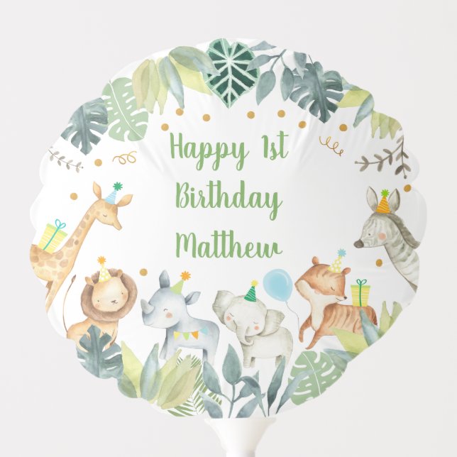 Safari Party Animal Jungle Birthday Balloon (Front)