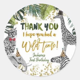 Safari Party Animal Thank You Sticker