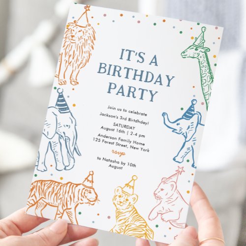 Safari Party Animals Birthday Invitation