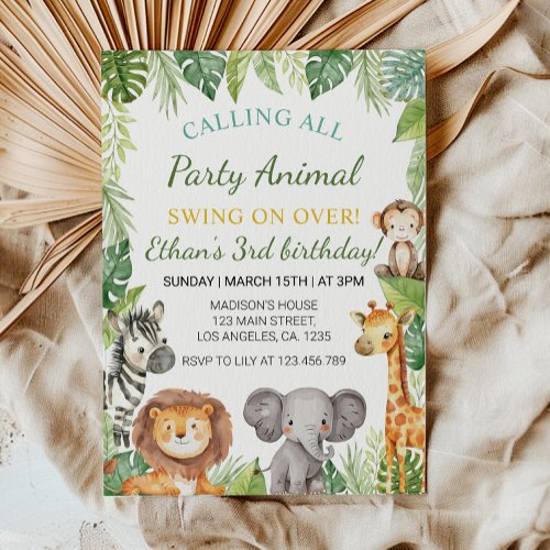 Safari Party Animals Birthday Invitation